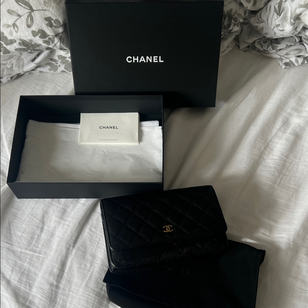 Chanel Black Quilted Caviar WOC (Gold hardware)